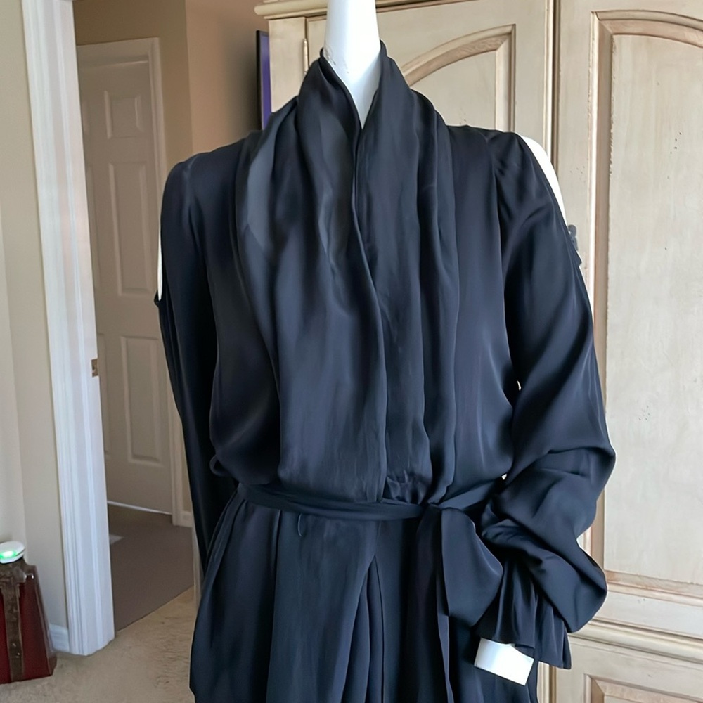 Rachel Zoe Red  Cold Shoulder Blouse Wrap Top Convertible Smocked Cuff Sz 6 NWOT - Picture 7 of 16